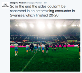 Pro12: Warriors, due punti e qualche rimpianto a Swansea