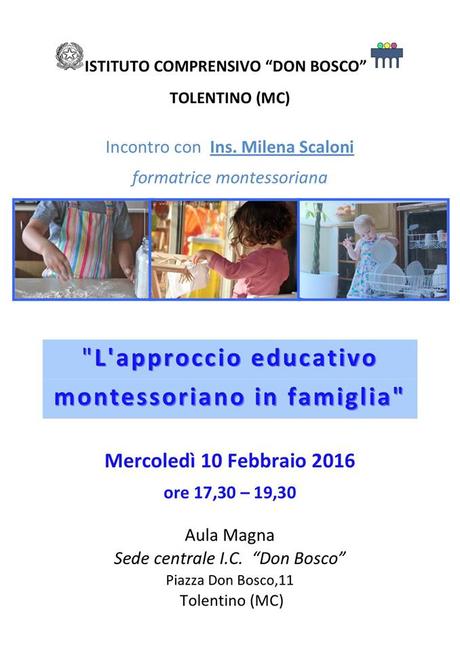 Montessori in famiglia: incontro con M. Scaloni a Tolentino (Mc)