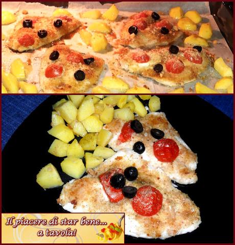 Filetti di orata gratinati al forno con pomodorini, olive e patate