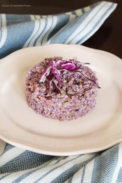 Farro con Pesto di Cavolo Viola e Noci