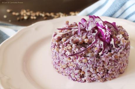 Farro con Pesto di Cavolo Viola e Noci