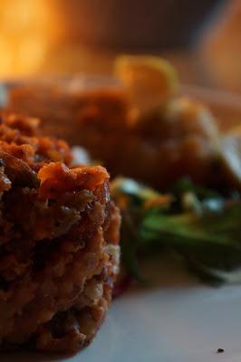 Tortino di Riso e Lenticchie con Merluzzo Fritto