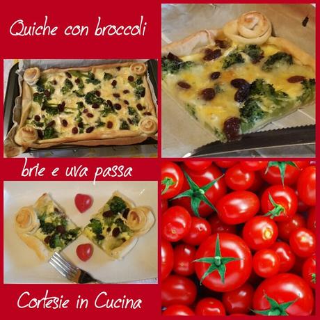 Quiche con broccoli brie e uva passa