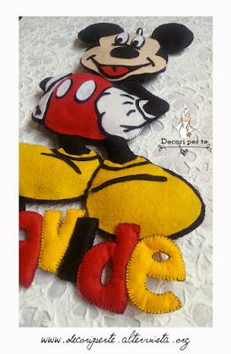 MICKEY MOUSE in FELTRO con NOME BIMBO/A MICKEY MOUSE in FELTRO con NOME BIMBO/A