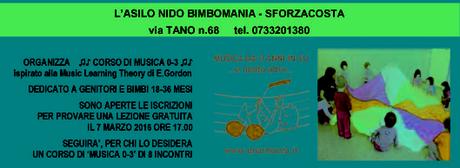Corso di musica 18-36 mesi da Bimbomania a Sforzacosta (Mc):lezione di prova gratuita