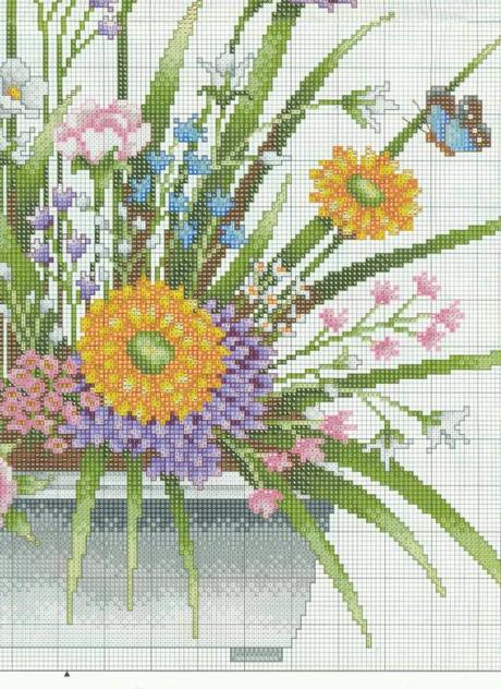 A gentile richiesta...schemi di vasi a punto croce per Lucia  / Cross stitch vases and baskets of flowers, charts