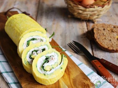 Rotolo di frittata freddo farcito