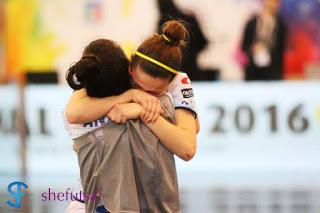 Le lacrime di gioia della juniores della SS Lazio Cecilia Barca dopo la vittoria in semifinale Coppa Italia