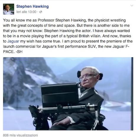 Un genio (vero) del male: Hawking supercattivo per Jaguar :-)