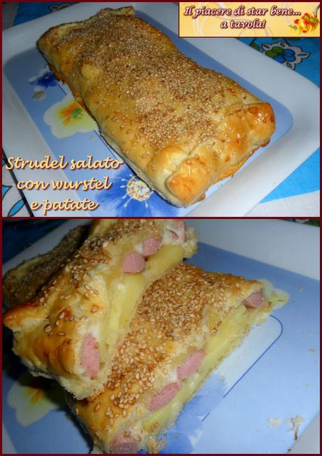 Strudel salato con wurstel e patate