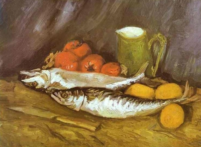 merluzzo - vvg natura morta pesci limoni pomodori