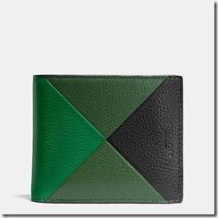 Patchwork Leather Compact ID Wallet in Refined Pebble Leather_75283_Grass