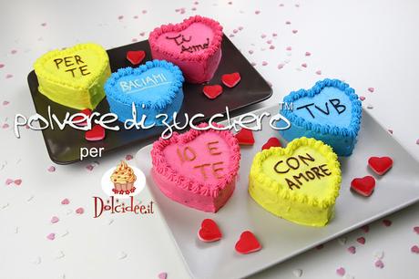 san valentino tortine colorate con scritte torte a forma di cuore cake design cake art polvere di zucchero cameo paneangeli dolcidee