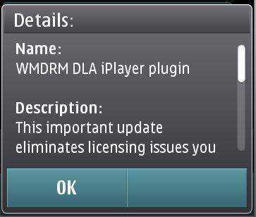 Aggiornamento WMDRM iPlayer DLA plugin tramite Software Update