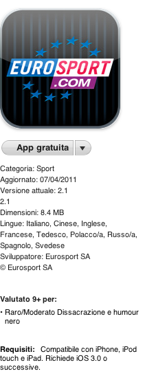 L'applicazione Eurosport si aggiorna con diverse novità versione 2.1.1