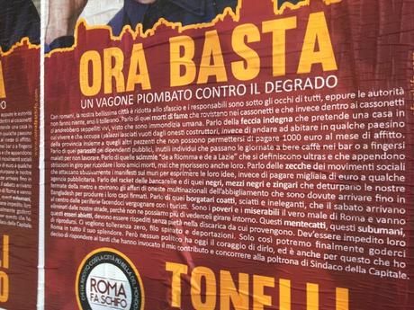 Le affissioni abusive fake di Roma fa Schifo. Città coperta dimanifesti deliranti per infangare il blog