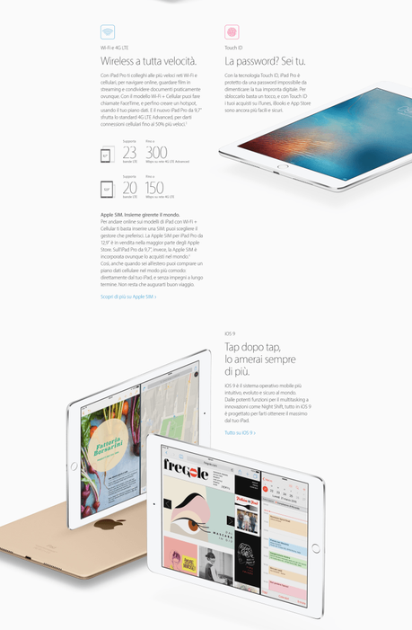 Infografica dell’ iPad Pro da 9.7 pollici, ecco tutte le carateristiche, il design e i prezzi