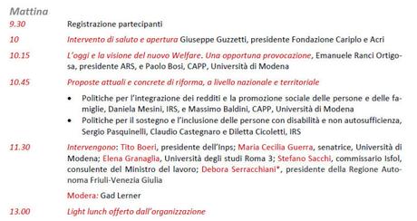COSTRUIAMO IL WELFARE DEI DIRITTI, TERZO INCONTRO NAZIONALE PER UNA RIFORMA DEL WELFARE SOCIALE, MILANO, 8 APRILE 2016, 9,30-17,30. A cura di Associazione per la ricerca sociale, IRS, Prospettive sociali e sanitarie 2016-02-21_223455