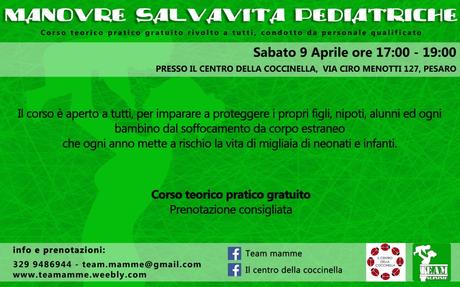 disostruzione Corso gratuito di Manovre salvavita pediatriche a Pesaro