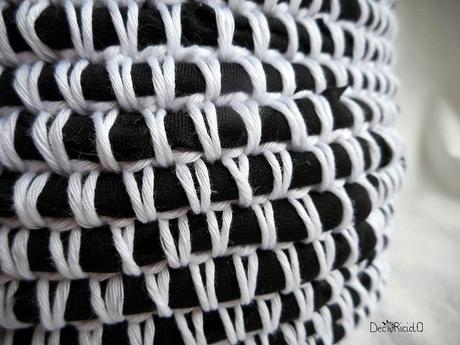 Gufo-cestino a crochet, ricavato da un paio di pantaloni gufo cestino 6