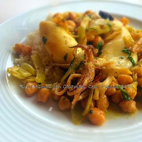 riso basmati con caslamari ceci e cipolla riso basmati con caslamari ceci e cipolla ricetta di Alessandra Ruggeri