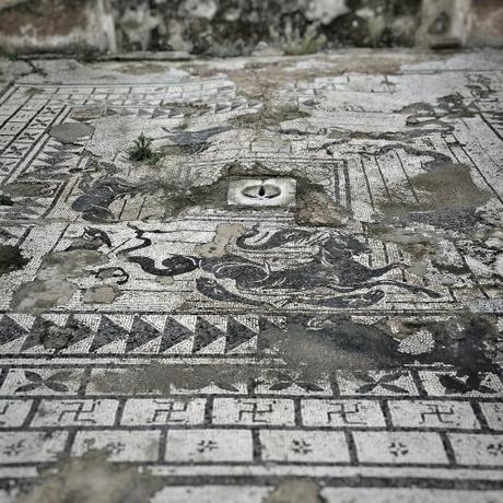 Velia, la città dalle due vite Velia, il mosaico a soggetto marino sul pavimento di un ambiente delle terme romane