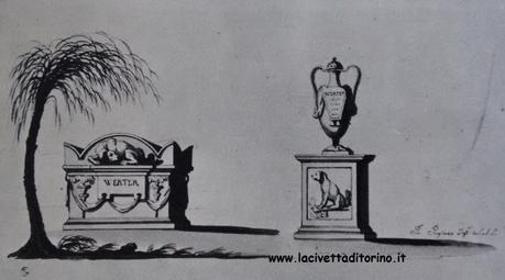 Il monumento al cagnolino Werter nel parco del Castello di Racconigi Progetti di Giovanni Pregliasco per il monumento a Weter. Dal libro: Noemi Gabrielli (a cura di), Racconigi, Istituto Bancario San Paolo 1972