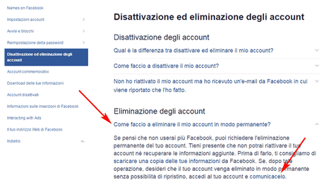 Come eliminare account Facebook Come eliminare account Facebook