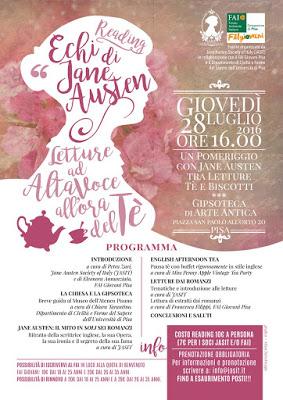 Jane Austen a Pisa: reading & afternoon tea alla Gipsoteca di Arte Antica (28 Luglio) Jane Austen a Pisa: reading & afternoon tea alla Gipsoteca di Arte Antica (28 Luglio)