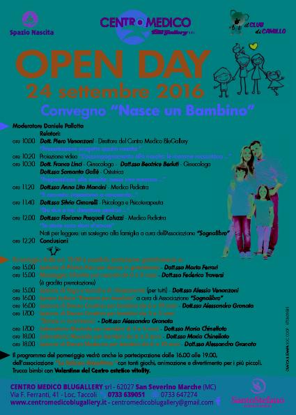 VOLANTINO OPEN DEY NASCITE bis copia S. Severino M. (Mc): Open Day al nuovo Spazio Nascita del centro Blu Gallery