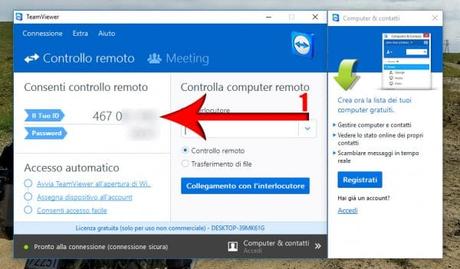 Accesso remoto: come funziona TeamViewer controllare computer remoto id