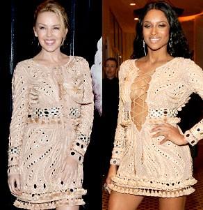 Kylie Minogue e Ciara, due donne un solo vestito
