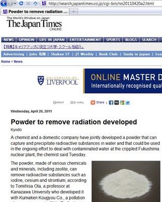 Sviluppata polvere per rimuovere le radiazioni