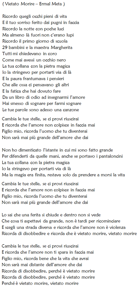 Vietato Morire di Ermal Meta, testo e significato del nuovo singolo portato al Festival di Sanremo 2017 Ermal Meta