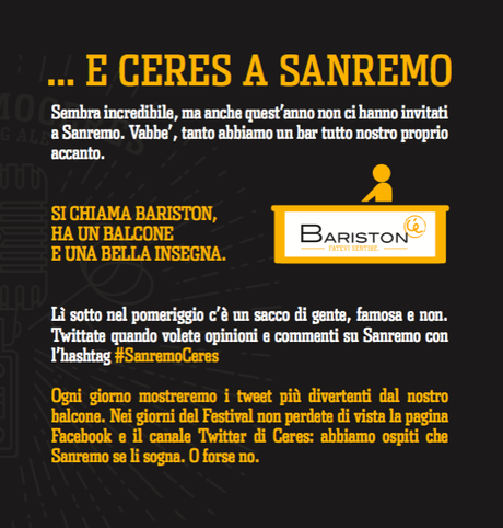 FATTI UNA CERES AL BARISTON E GODITI SANREMO 2017 FATTI UNA CERES AL BARISTON E GODITI SANREMO 2017