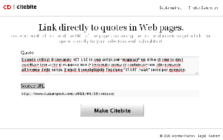 Creare un Link ad una parte specifica di testo all’interno di una pagina web con Citebite