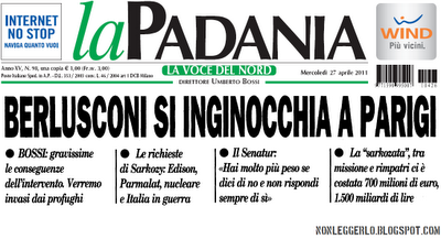 “Berlusconi si inginocchia a Parigi”, ma La Padania sparisce dal web