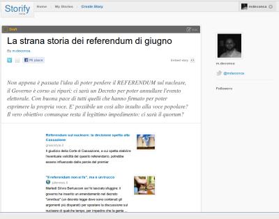 barra Storify, un nuovo modo di raccontare.
