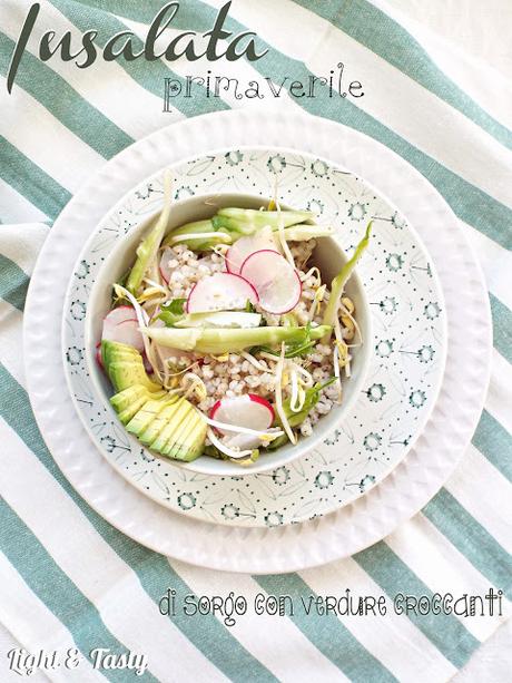 Insalata primaverile di sorgo con verdure croccanti Insalata primaverile di sorgo con verdure croccanti