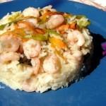 Riso Basmati con fiori di zucca e gamberetti Riso Basmati con fiori di zucca e gamberetti