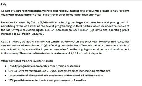 Sky, in Italia abbonati in crescita di 68mila unità (4,8 mln) | Ricavi +7% Sky, in Italia abbonati in crescita di 68mila unità (4,8 mln) | Ricavi +7%