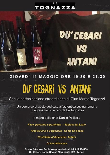 Du’ Cesari vs Antani, la Cena. 11 maggio a Torino Du’ Cesari vs Antani, la Cena. 11 maggio a Torino