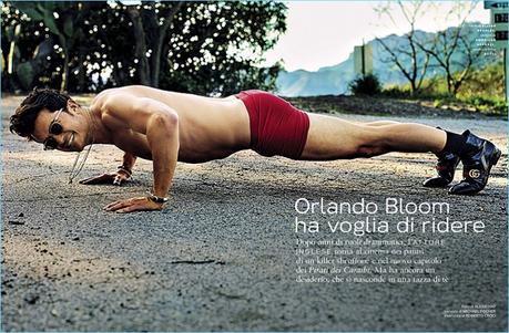Orlando Bloom su GQ veste Gucci, Dolce&gabbana, Valentino e Dior Homme. L'attore Orlando Bloom indossa occhiali da sole Oliver Peoples con American Apparel e stivali Gucci.