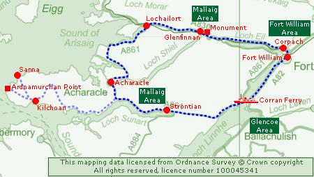 Clickable Map of theFort William & Ardnamurchan Tour