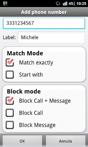 screenshot 2 Blacklist per chiamate e SMS con Easy Filter 