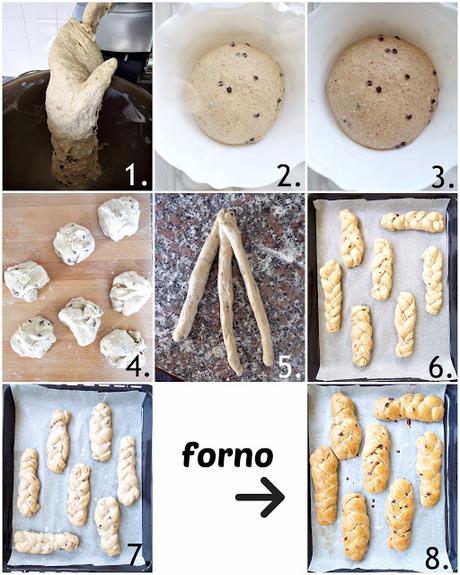 Treccine alle gocce di cioccolato, banana e lievito madre (ricetta passo passo) Treccine alle gocce di cioccolato, banana e lievito madre (ricetta passo passo)