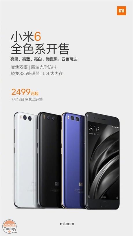 Xiaomi Mi 6 finalmente disponibile in tutte le varianti di colore Xiaomi Mi 6 finalmente disponibile in tutte le varianti di colore