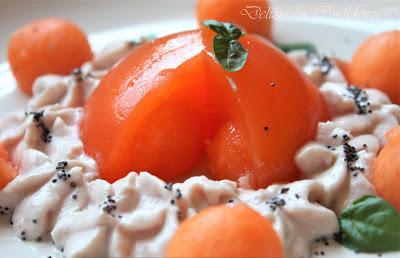 Aspic di melone con chantilly di prosciutto Aspic di melone con chantilly di prosciutto