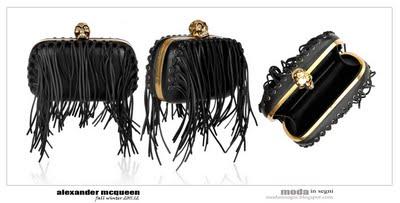 Alexander McQueen classic skull fringed leather box clutch