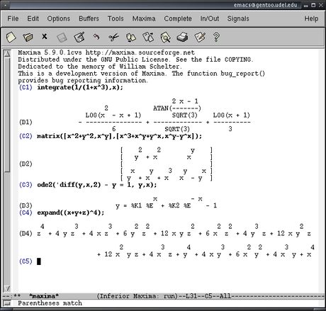 Maxima è un programma per l'elaborazione algebrica molto sofisticato e molto potente.